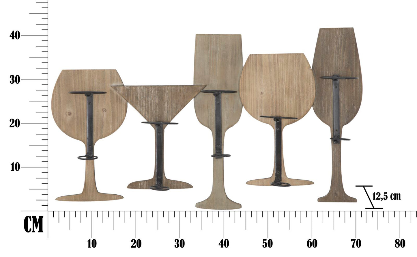 Zidna stalaža čaša za vino cm 71x12,5x41,5