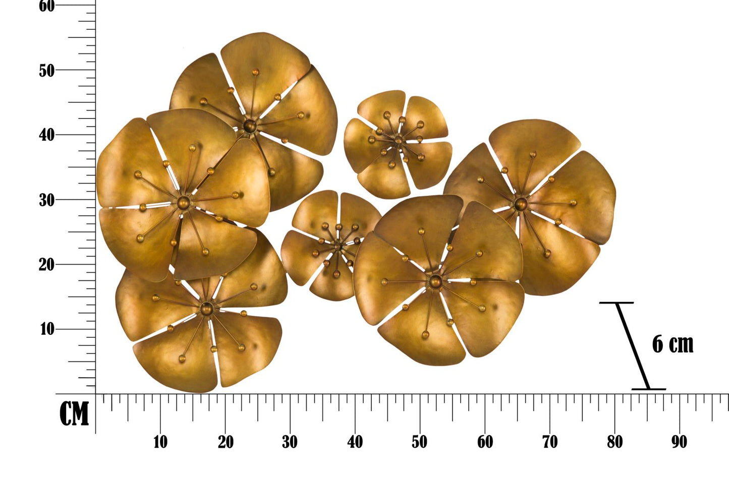 Zidni dekor flowe goldy -b- cm 80x6x57