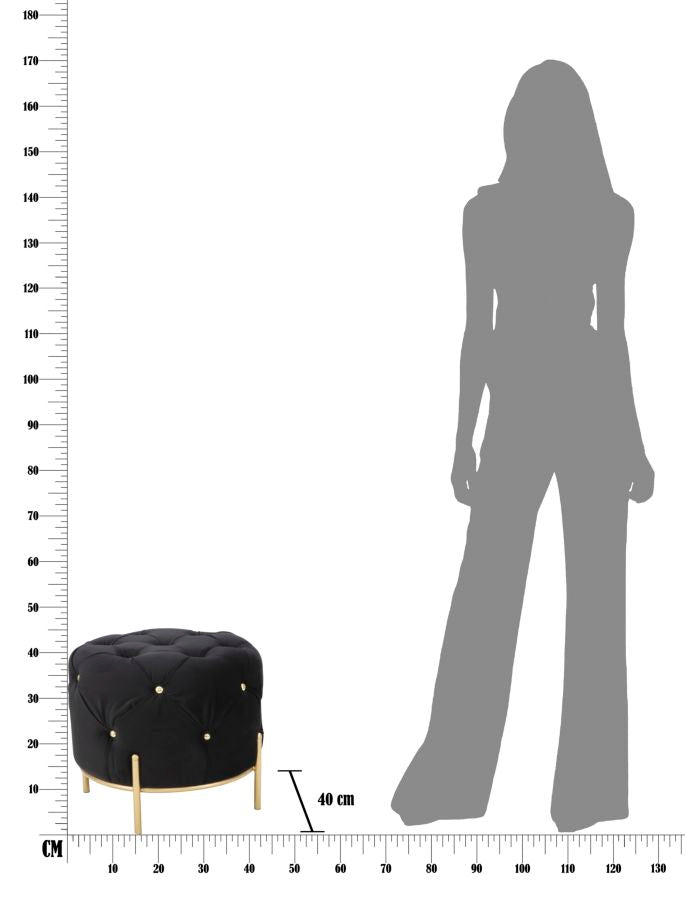 Tabure diamond glam black cm ø 45x40