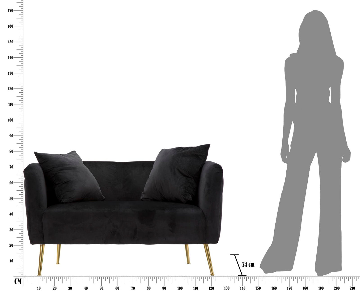 Sofa Bucarest crni cm 127x74x71