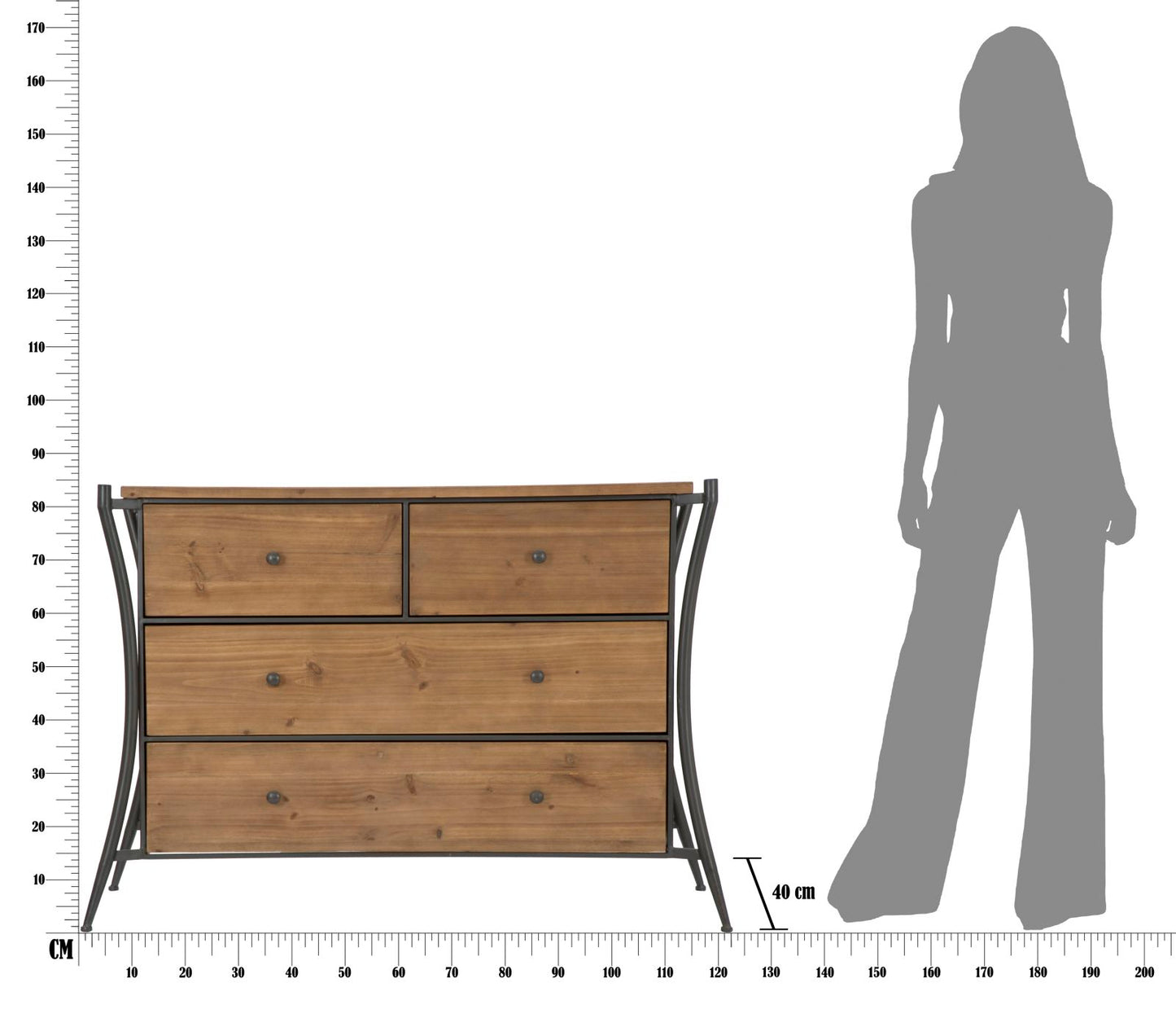 Ladice Glasgow cm 122x49x85