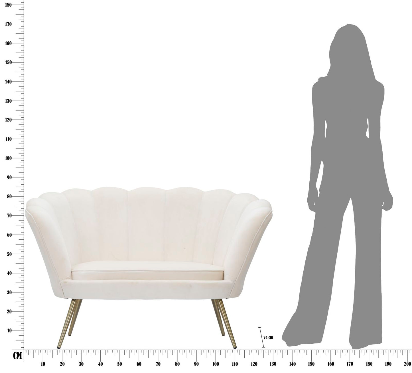 Sofa Vienna crema cm 130x74x84