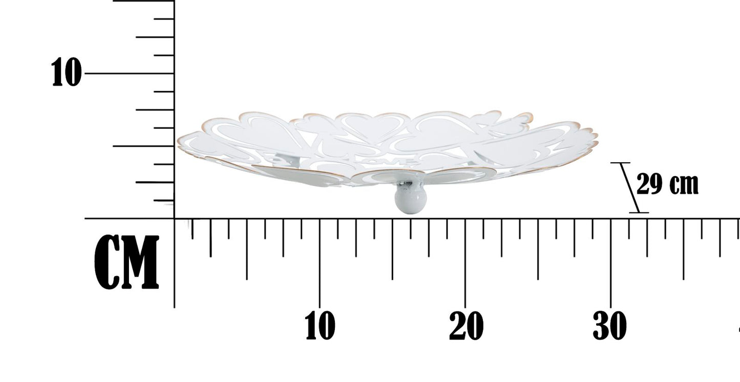 Poslužavnik heart metalni bijeli cm ø 29x4