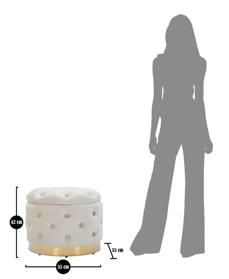 Taburet-spremište Rich crema cm ø 55x42