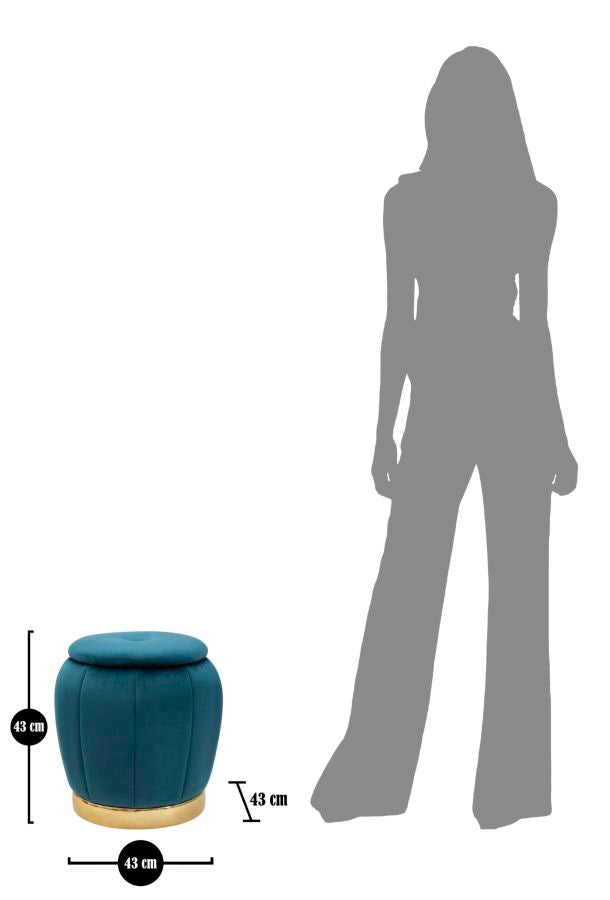 Tabure za odlaganje Paris teal-gold cm ø 43x43