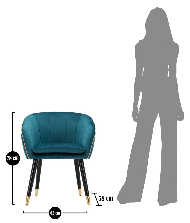 Fotelja Paris teal-gold cm 62x58x78