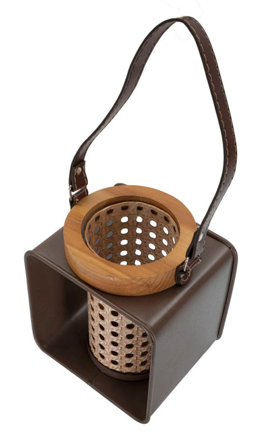 Lampion metal-ratan cm 16x13x20
