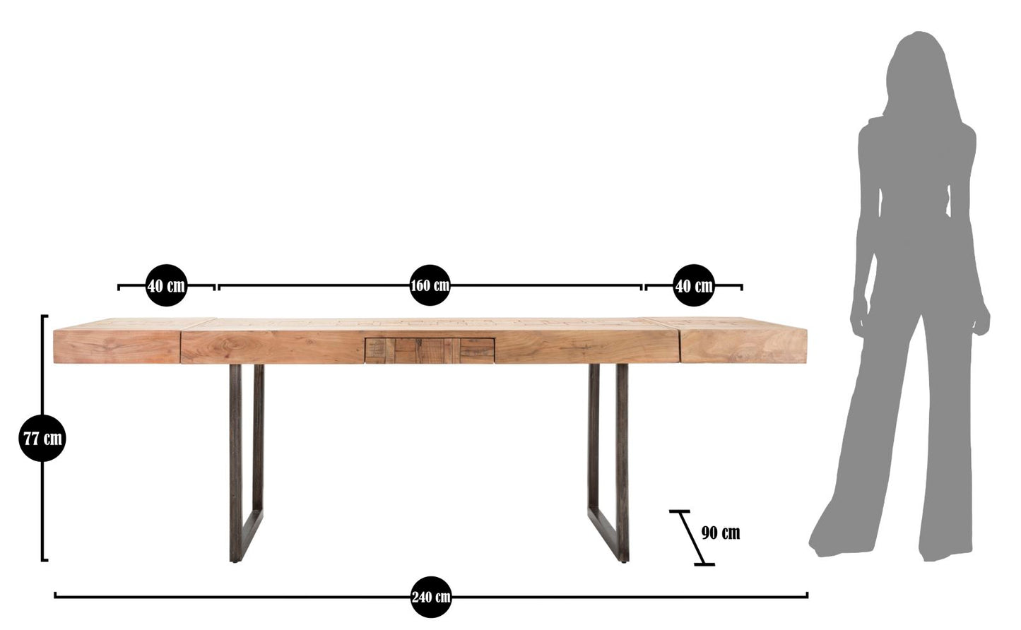 Blagovaonski stol ALANA 77x160-240x90 cm