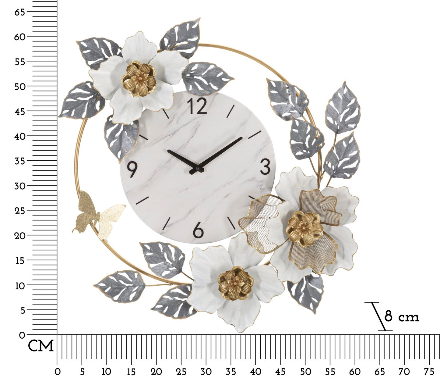 Zidni sat FLOWERS 64x8x64 cm