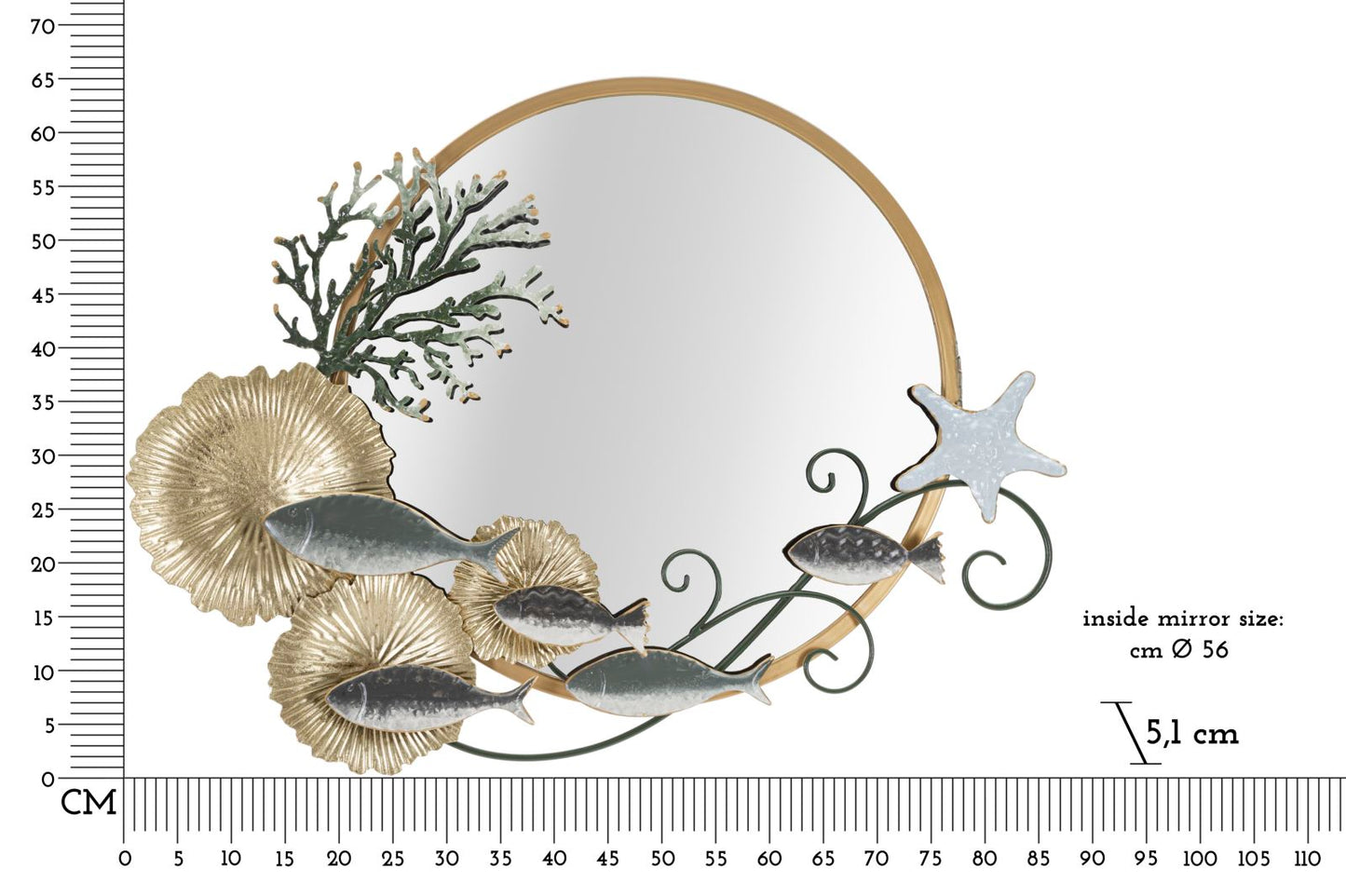 Zidno ogledalo FISH 88,9x7,6x65,4 cm