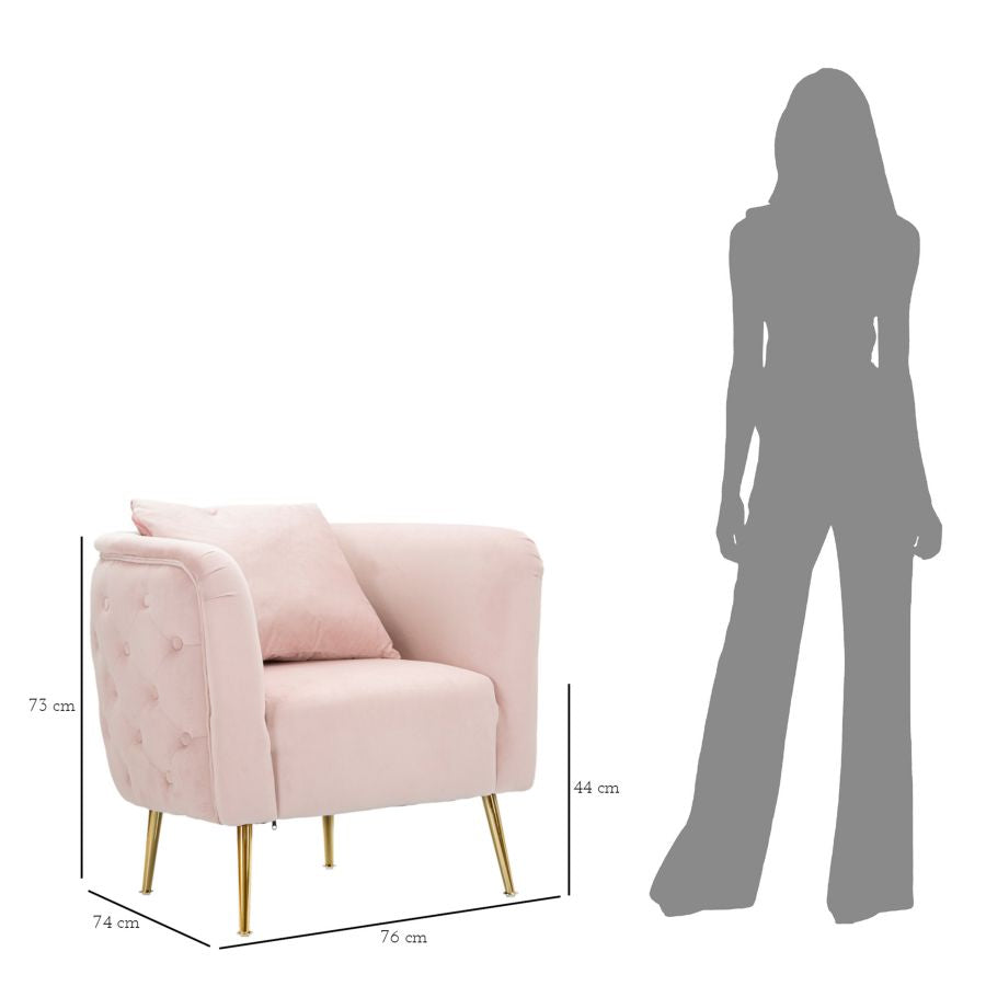 Naslonjač BUCAREST PINK 76x74x73 cm