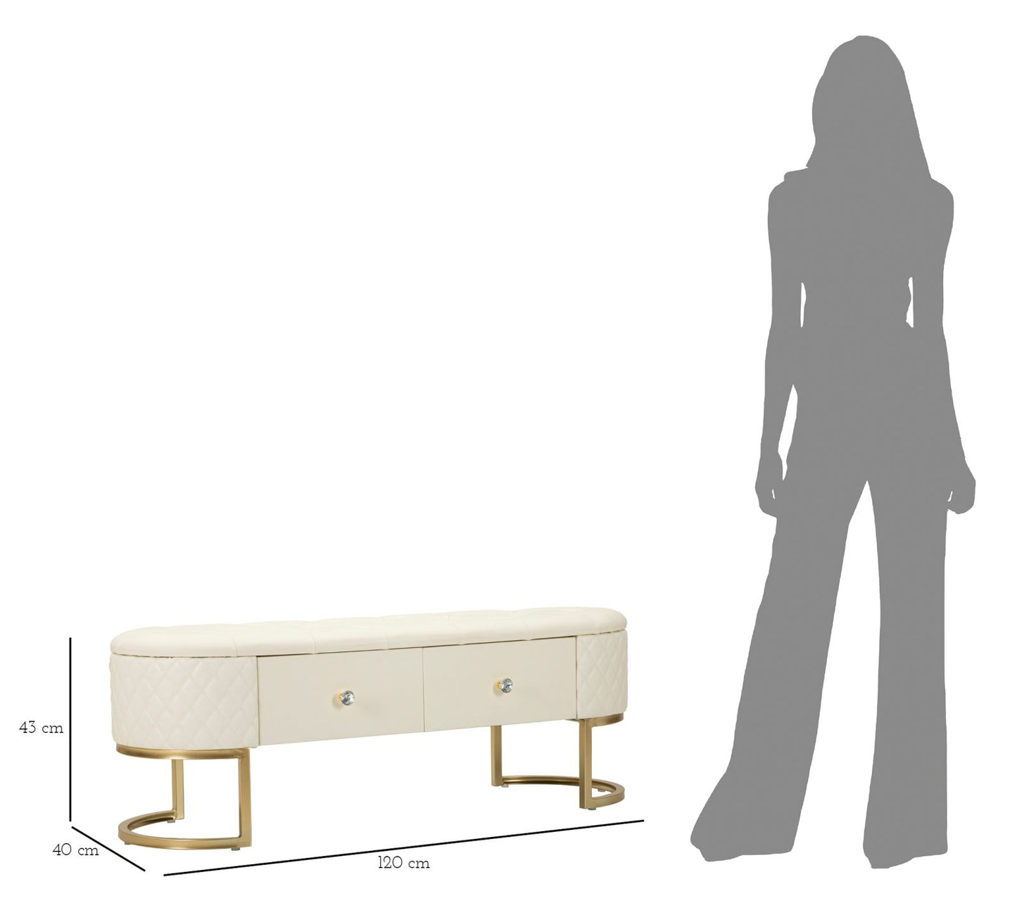 Klupa GRACELYNN 43x120x40 cm
