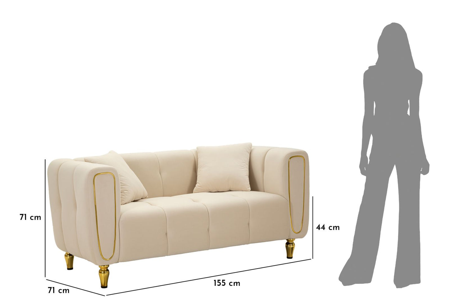 Dvosjed LUCILLE 71x81x155 cm
