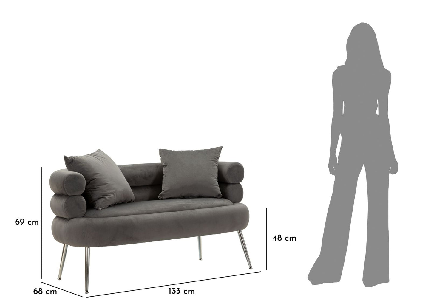Dvosjed GENEVIEVE 69x133x68 cm