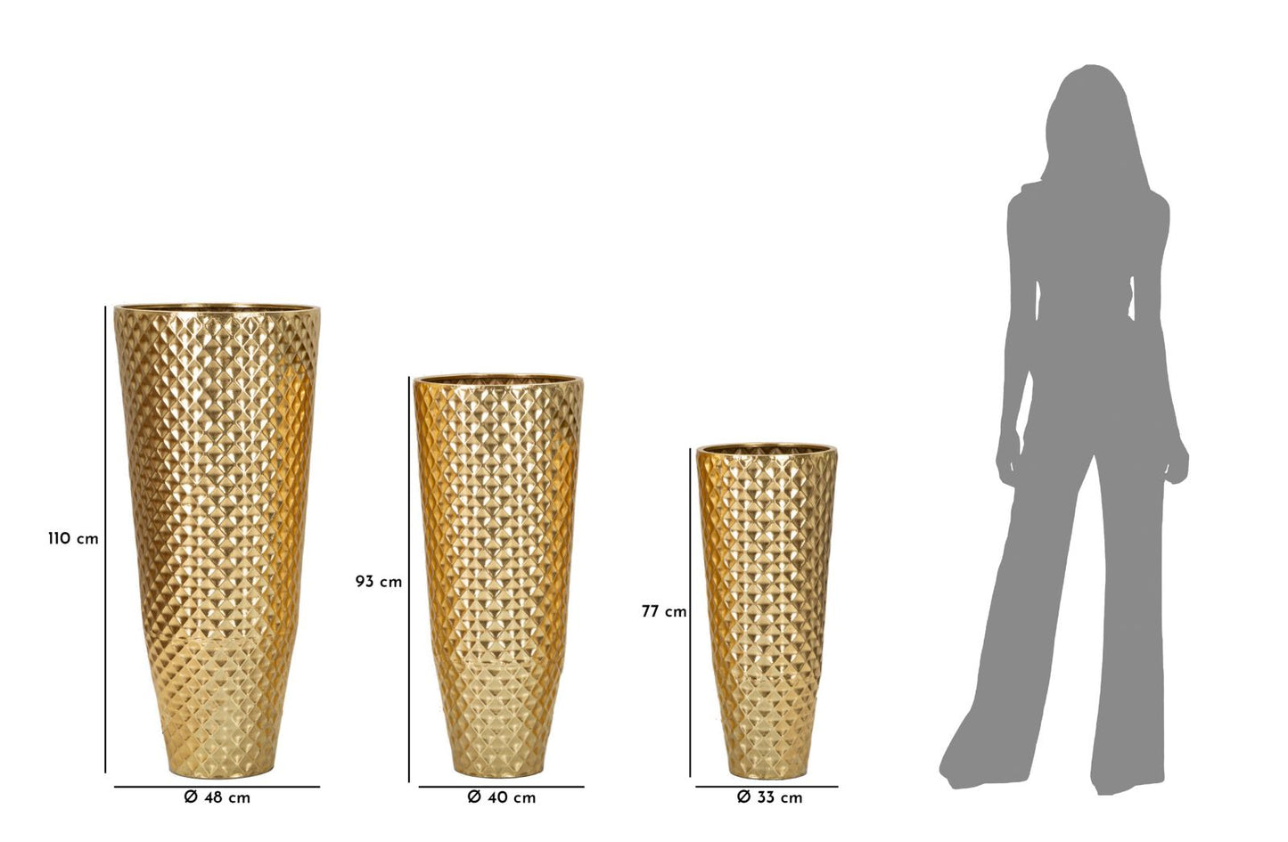 Vaza ZANIYAH ø 48x110-40x93-33x77 cm