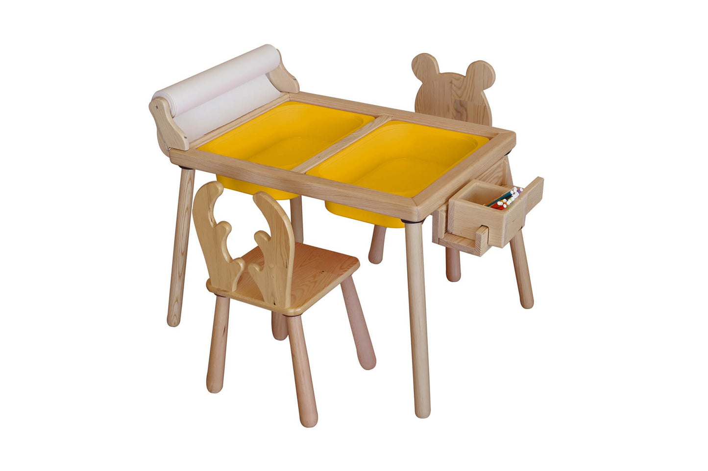 Dječji stol set Roll and 2 Chairs - Yellow