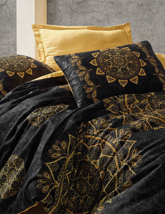 Posteljina CHASE 100% PAMUČNI SATEN Navlaka za poplun: 135 x 200 cm Jastučnica: 80 x 80 cm (1 komad) , Alvina - Gold