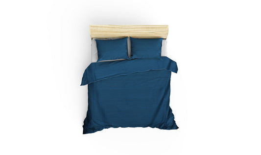 Posteljina JEFFERSON 100% PAMUČNI SATEN Navlaka za poplun: 240 x 220 cm Jastučnica: 60 x 60 cm (2 komada) , Stripe - Blue