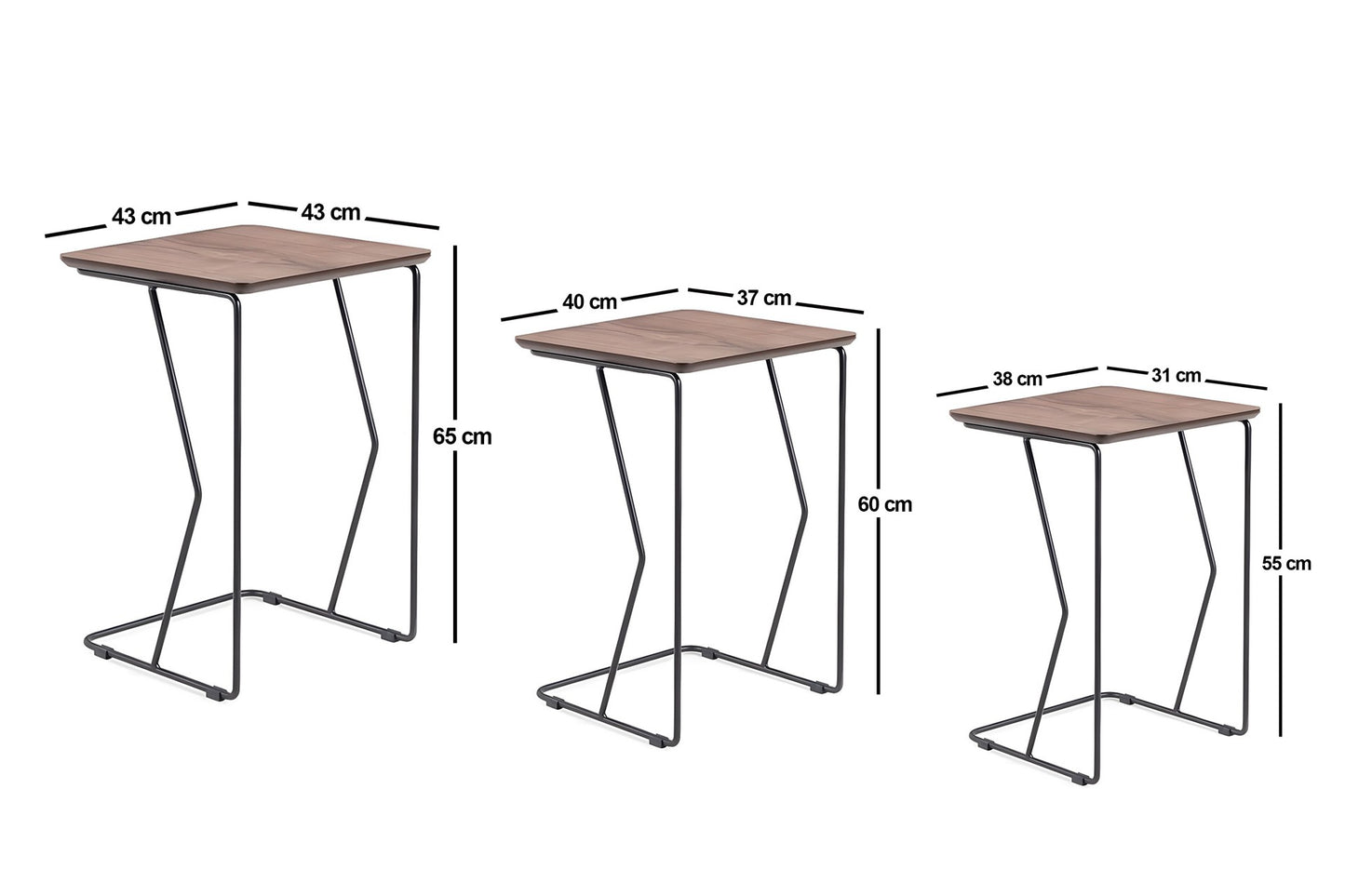 Set uklopnih stolića (3 komada) REN, boja oraha