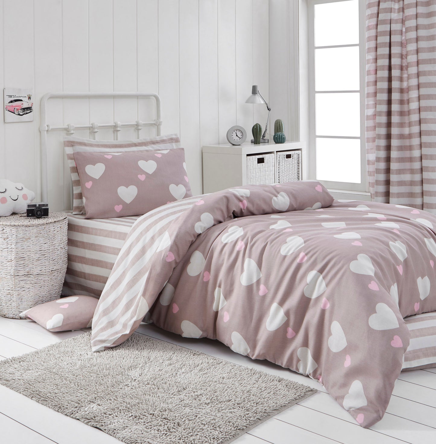 Posteljina ALAIA 65% PAMUK - 35% POLIESTER Navlaka za poplun: 140 x 200 cm Jastučnica: 60 x 60 cm (1 komad), Herz - Dusty Rose