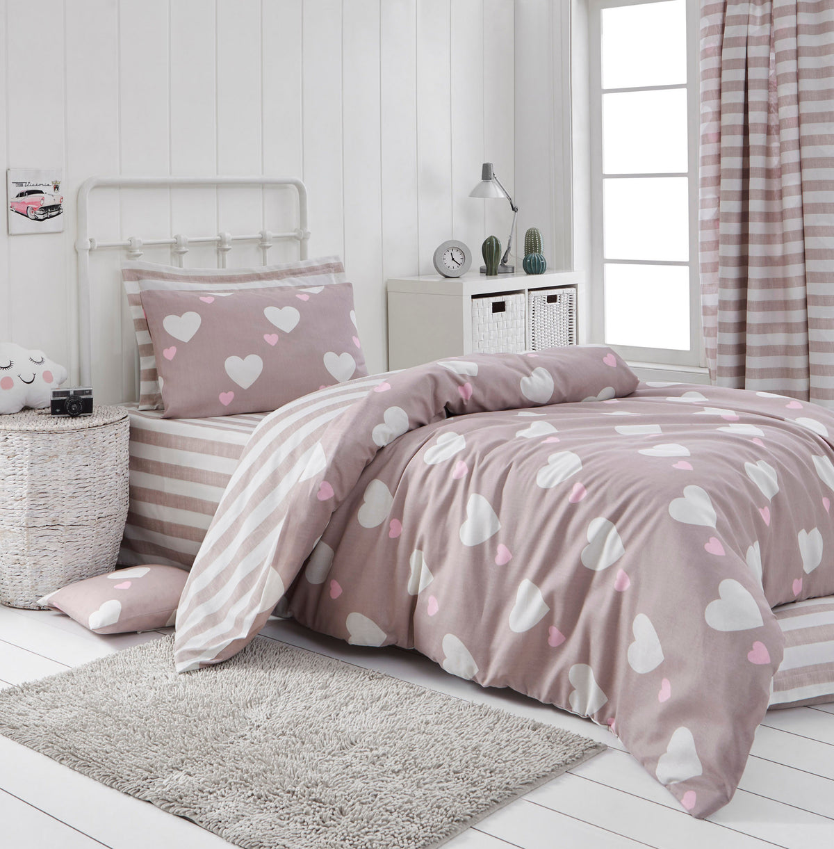 Posteljina ALAIA 65% PAMUK - 35% POLIESTER Navlaka za poplun: 140 x 200 cm Jastučnica: 60 x 60 cm (1 komad), Herz - Dusty Rose