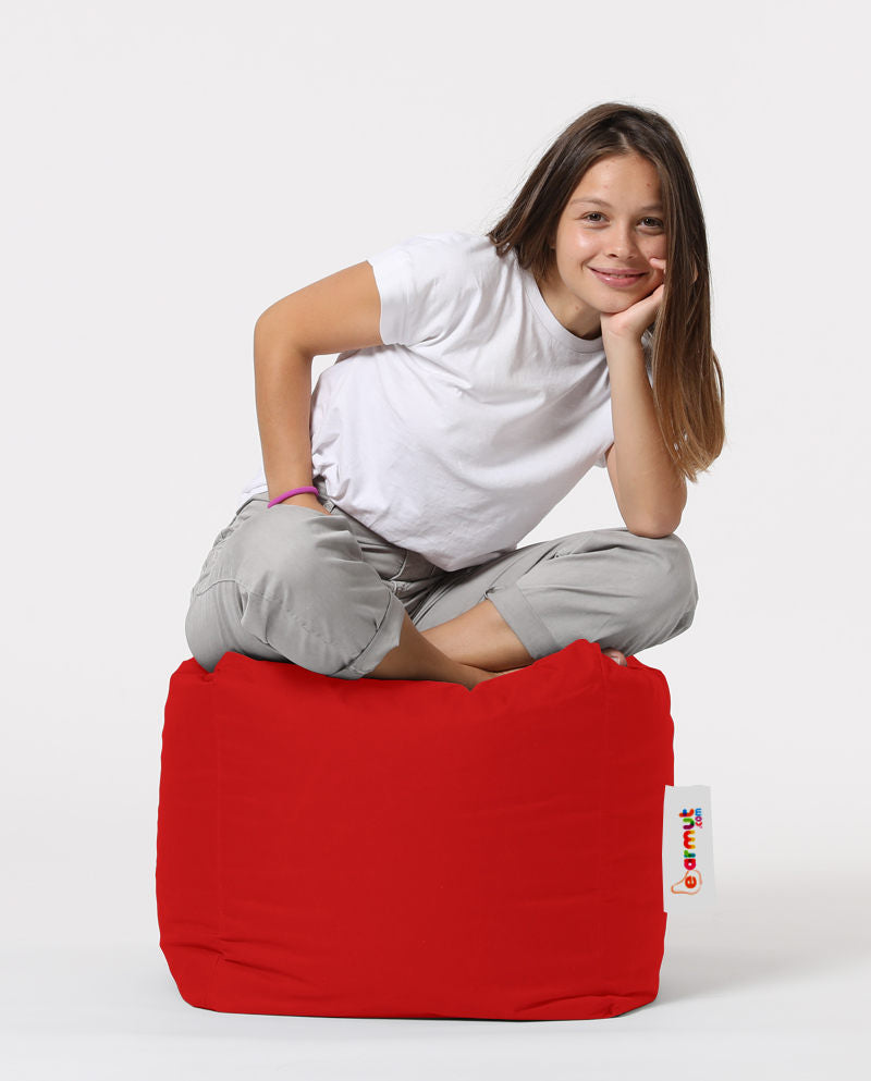 Vrtni tabure, Square Pouf - Red