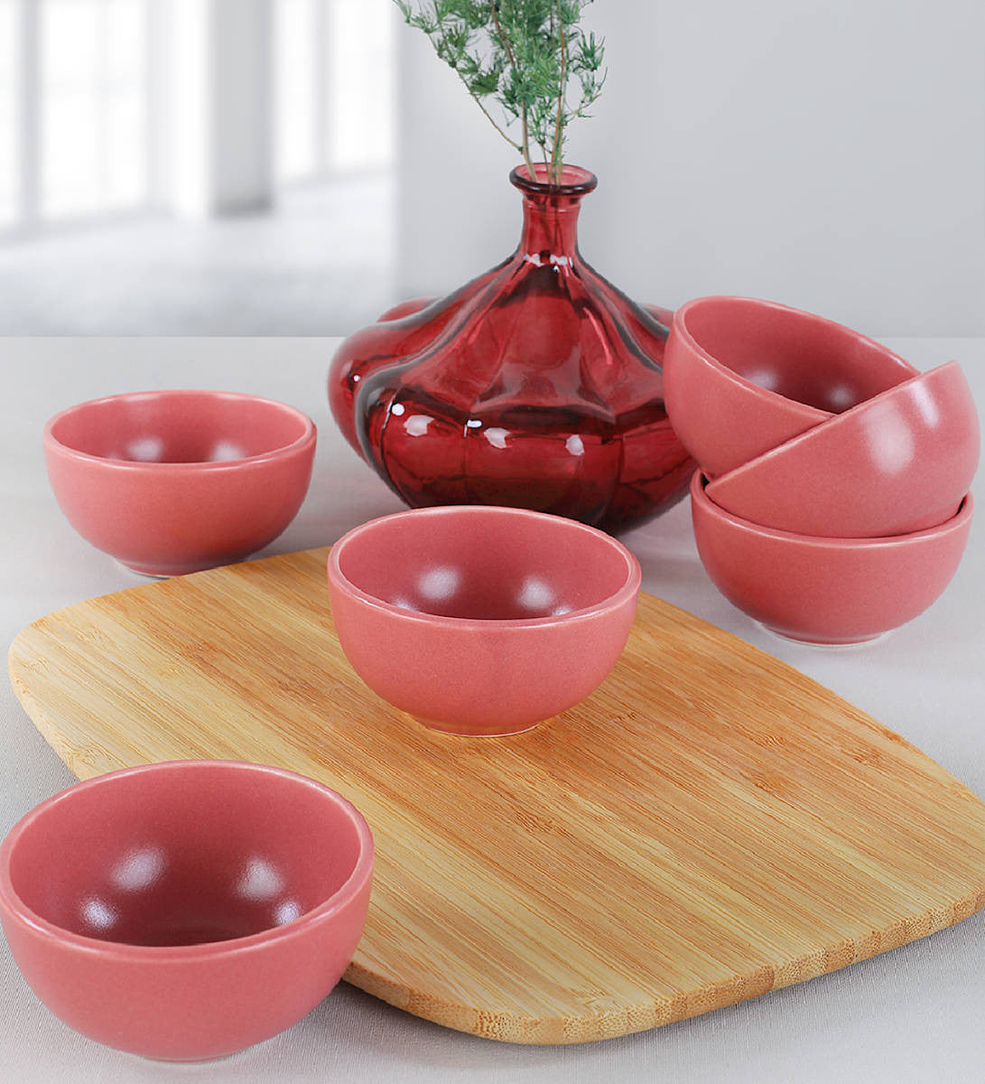 Set posudica za umake, Bulut Matte Dried Rose Snack - Sauce 8 Cm 6 Pieces