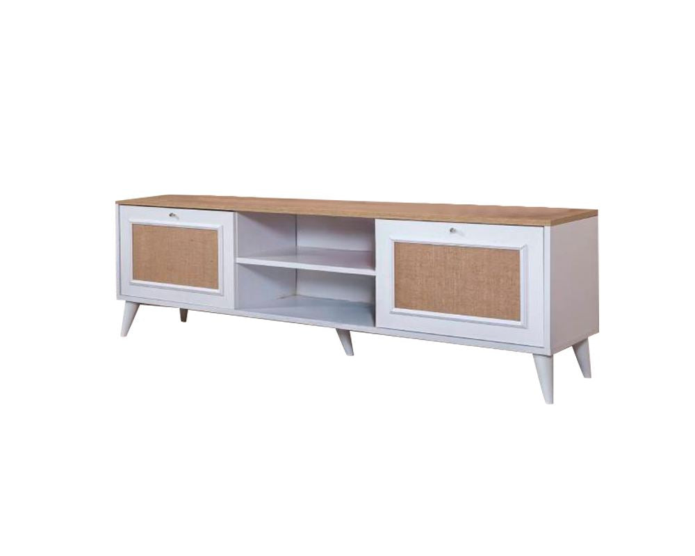 TV komoda niska Mount - bijela, hrast