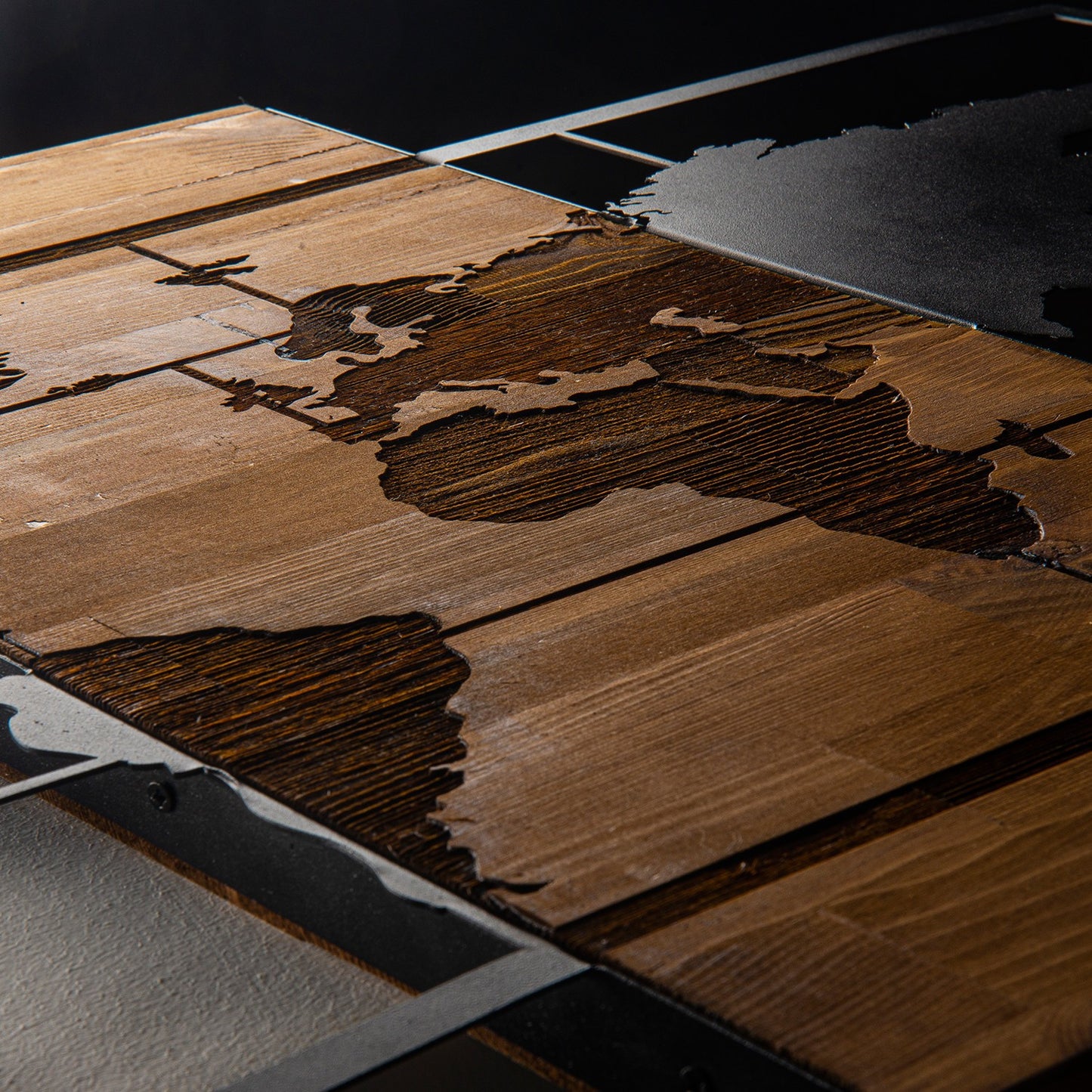 Zidna dekoracija drvena, World Map Wıth Compass