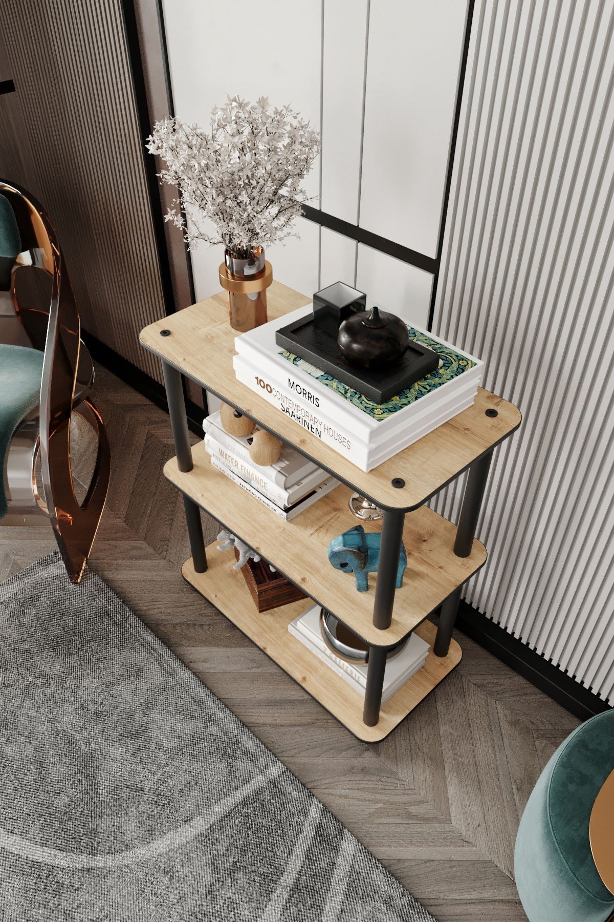 Polica za knjige Bookcase 3 pravokutna - hrast