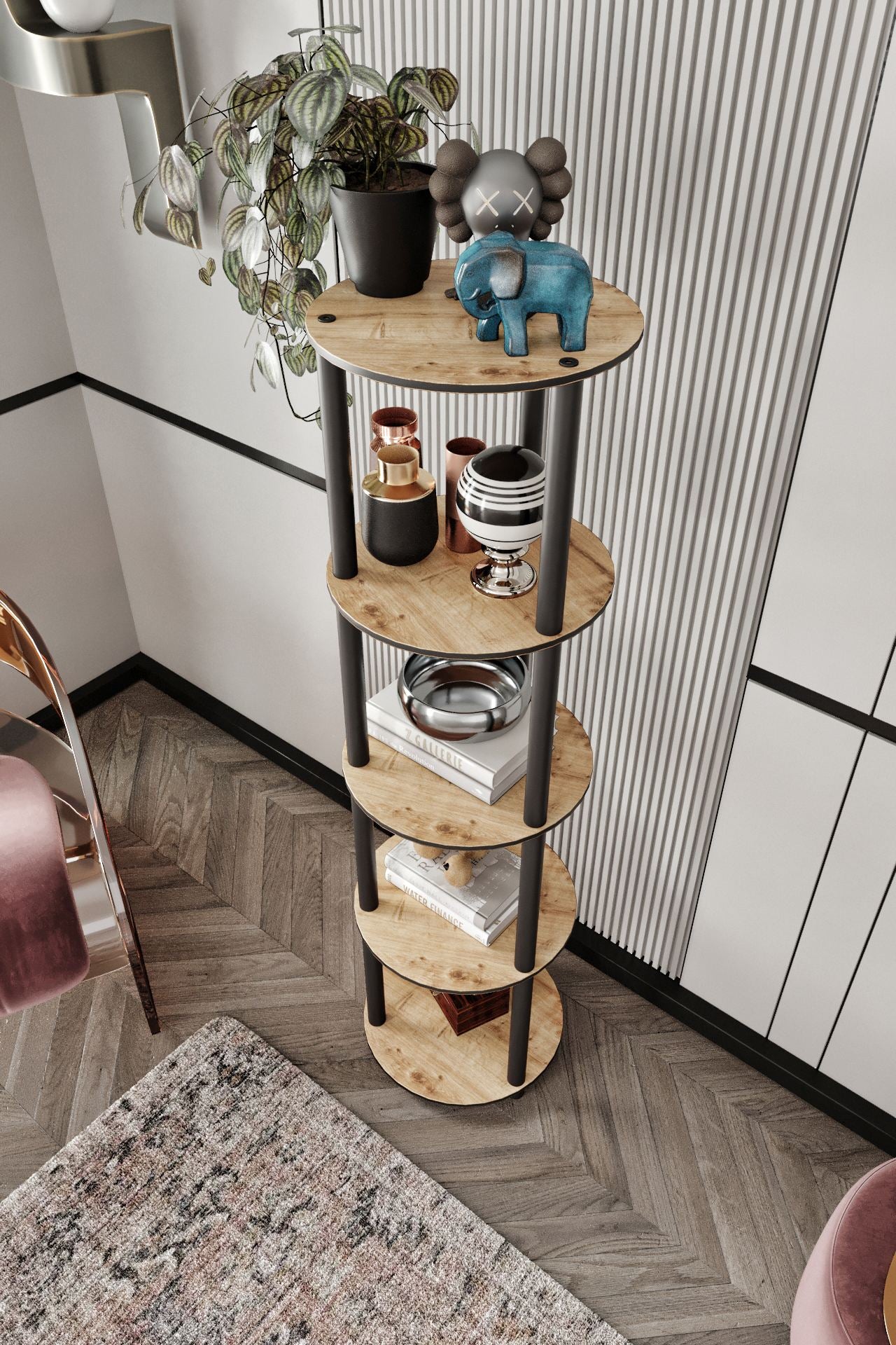 Polica za knjige Bookcase 5 razina - hrast