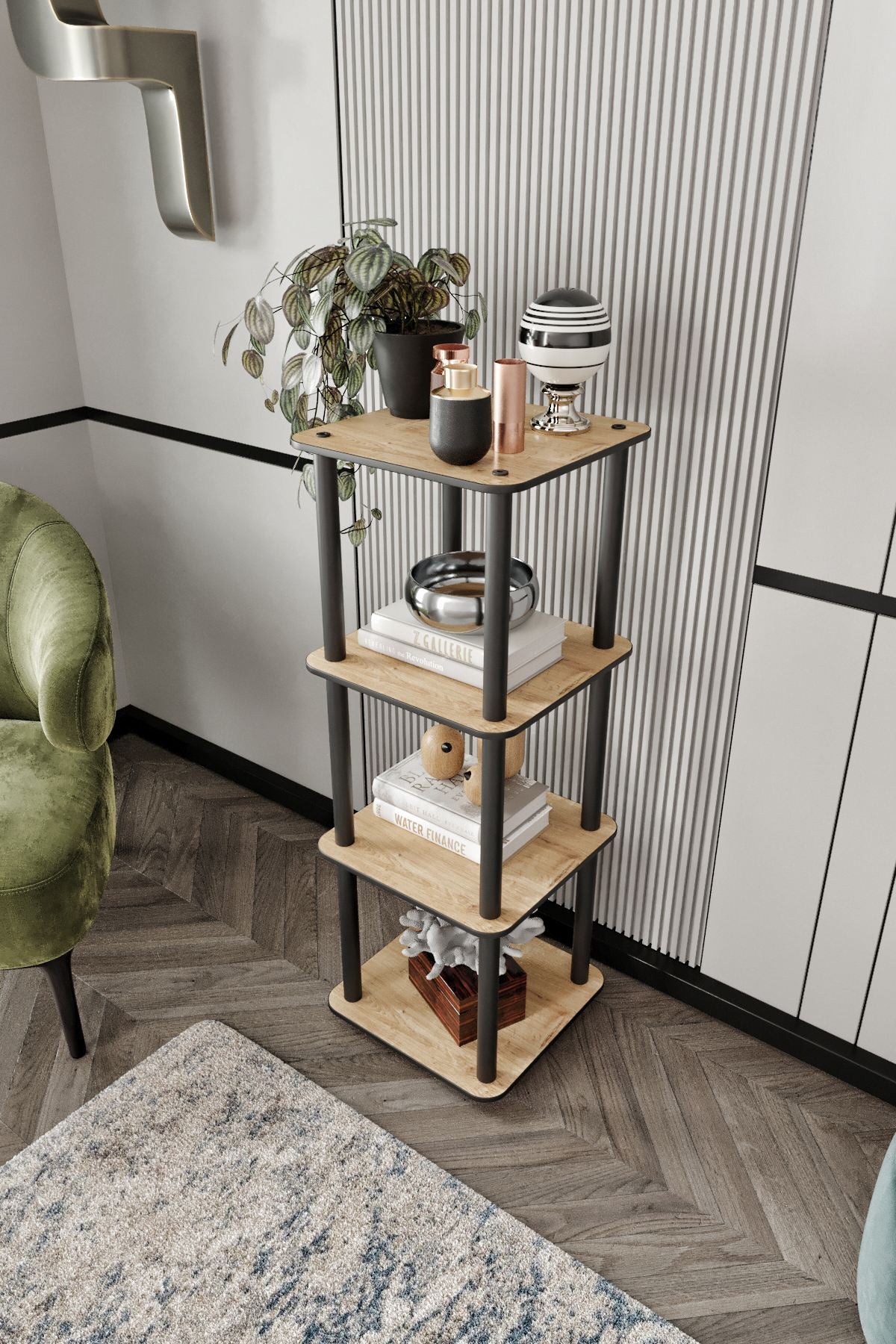 Polica za knjige Bookcase 4 Square - Hrast