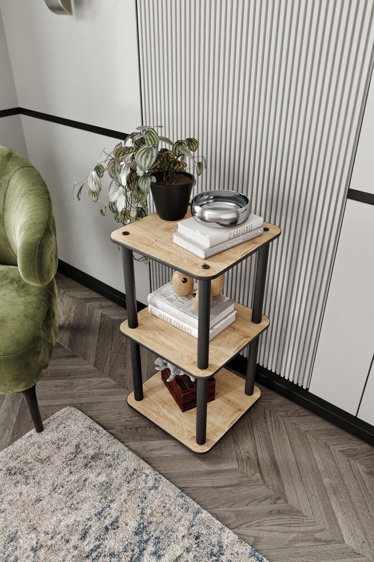 Polica za knjige Bookcase 3 razine Kvadratna - hrast