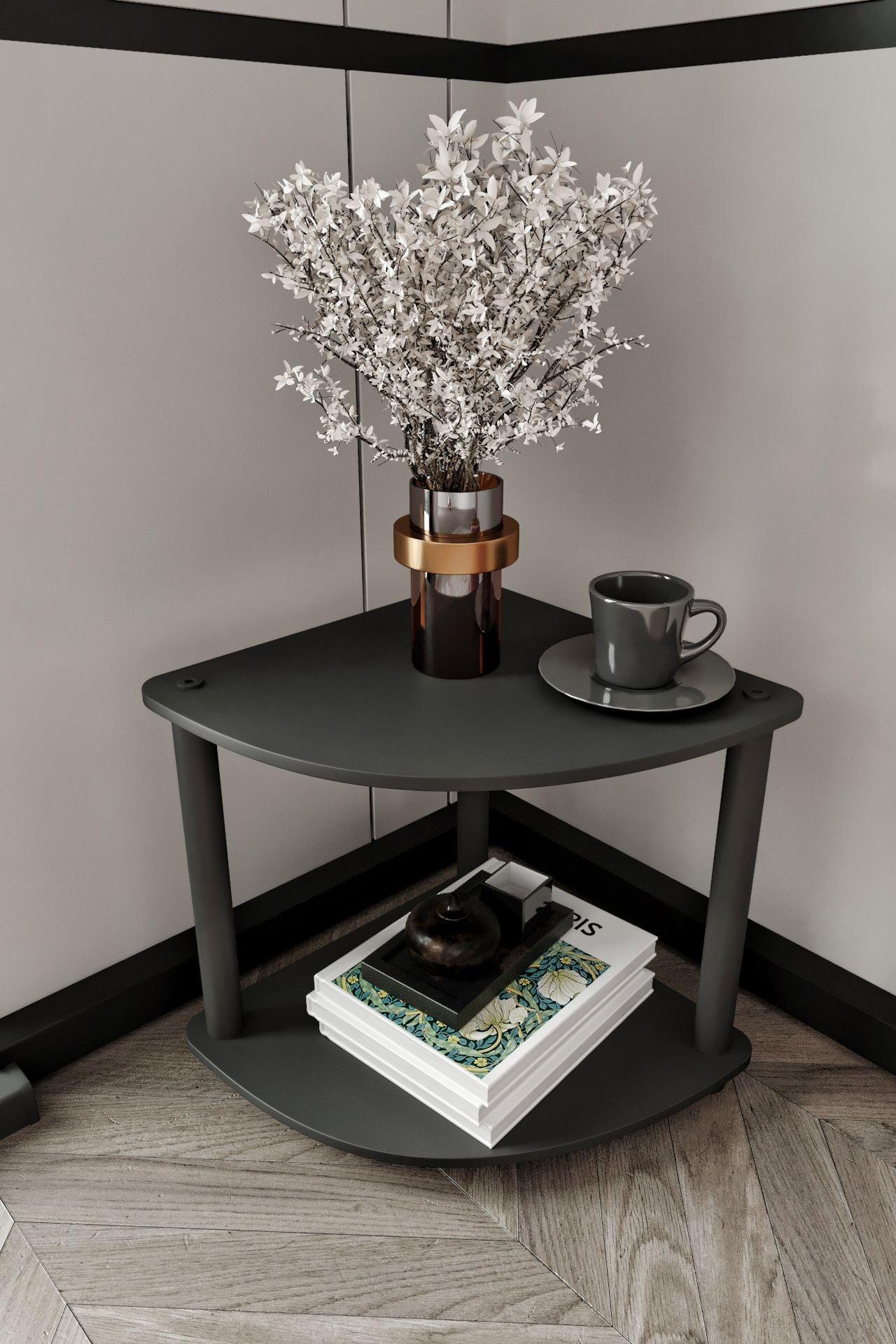 Pomoćni stolić Bookcase 2 nivoa - crna