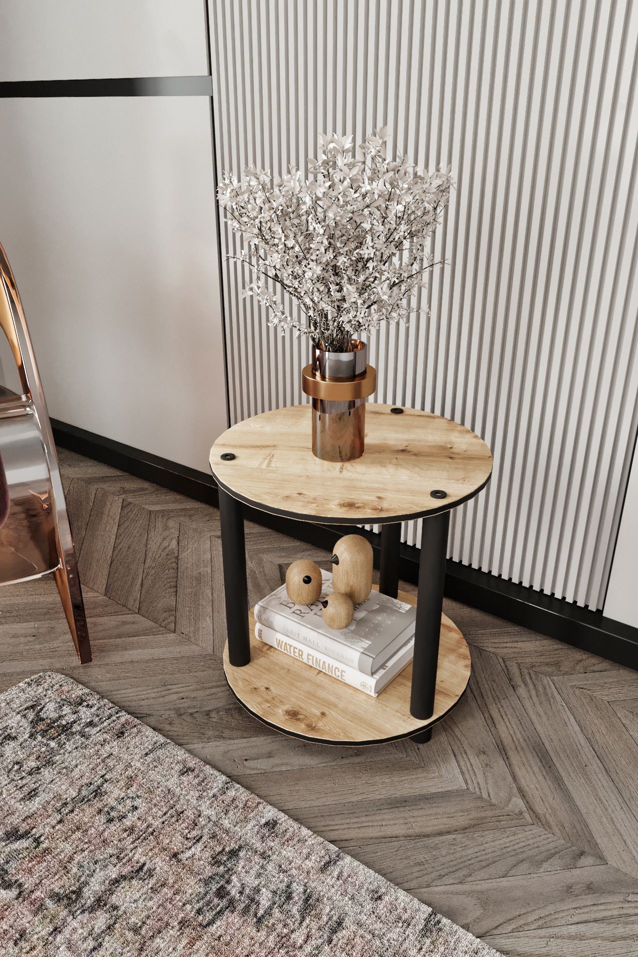 Okrugli stolić za kavu, Bookcase 2 - hrast