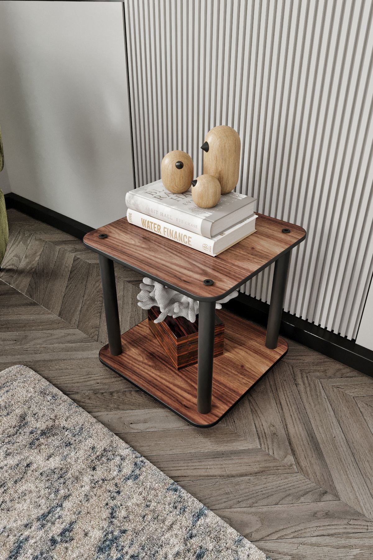 Pomoćni stolić Bookcase 2, četvrtasta - orah