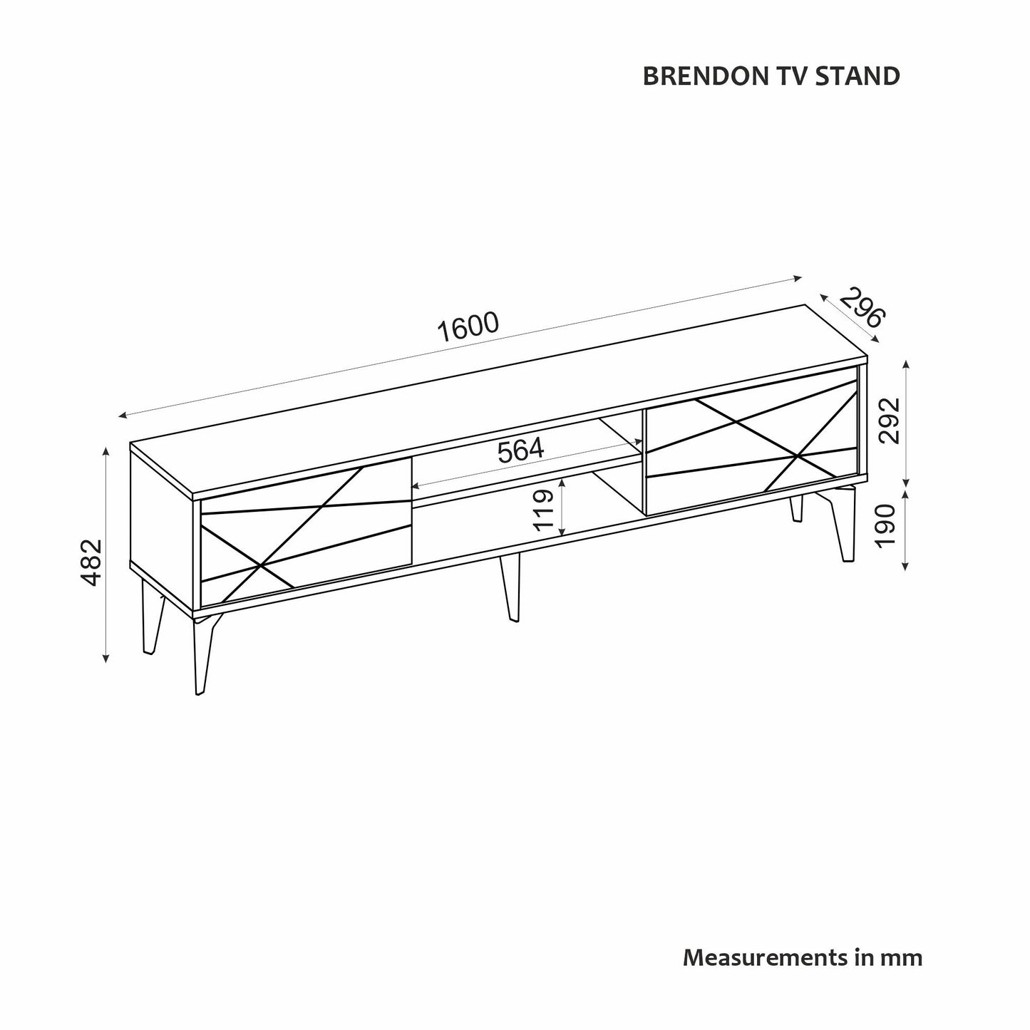 TV komoda niska Brendon - bijeli