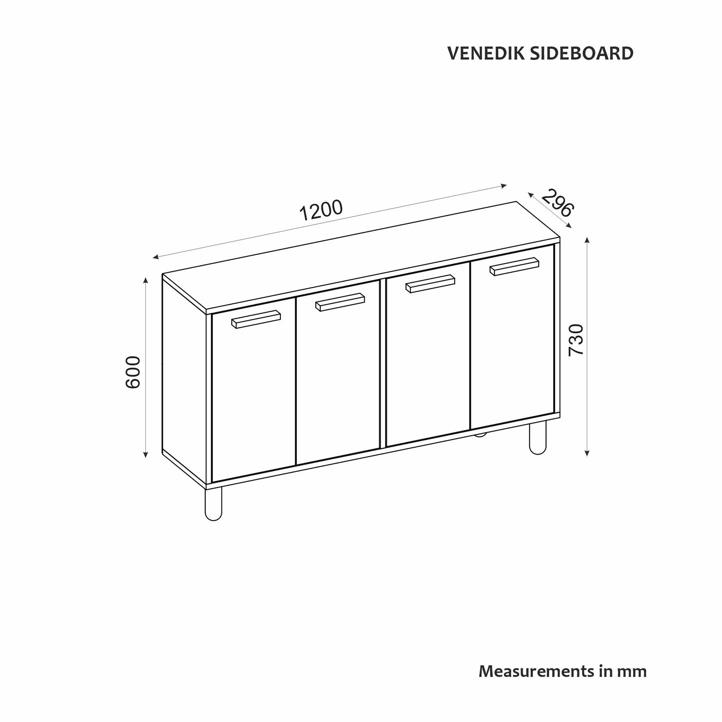 Komoda Venedik - hrast safir, bijela
