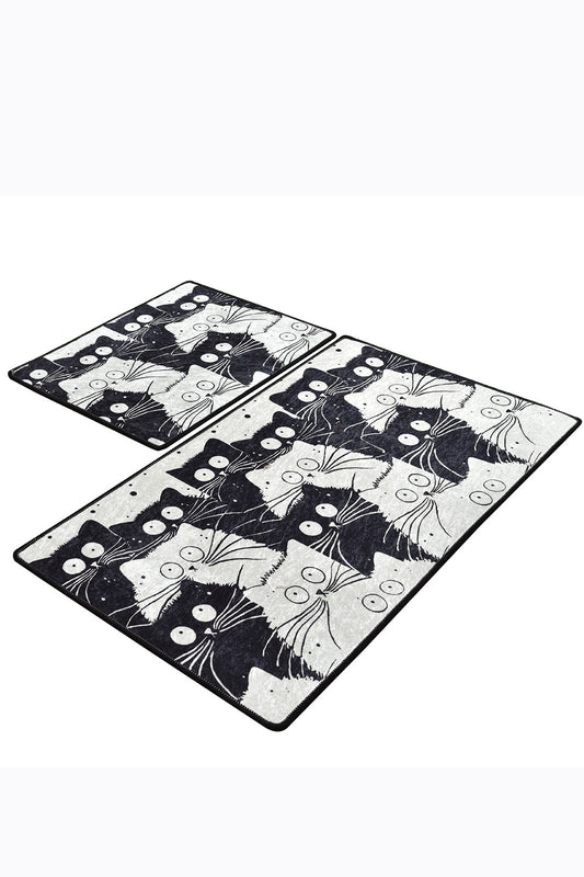 Kupaonski set tepiha BLACK CAT 2 komada, White Cats