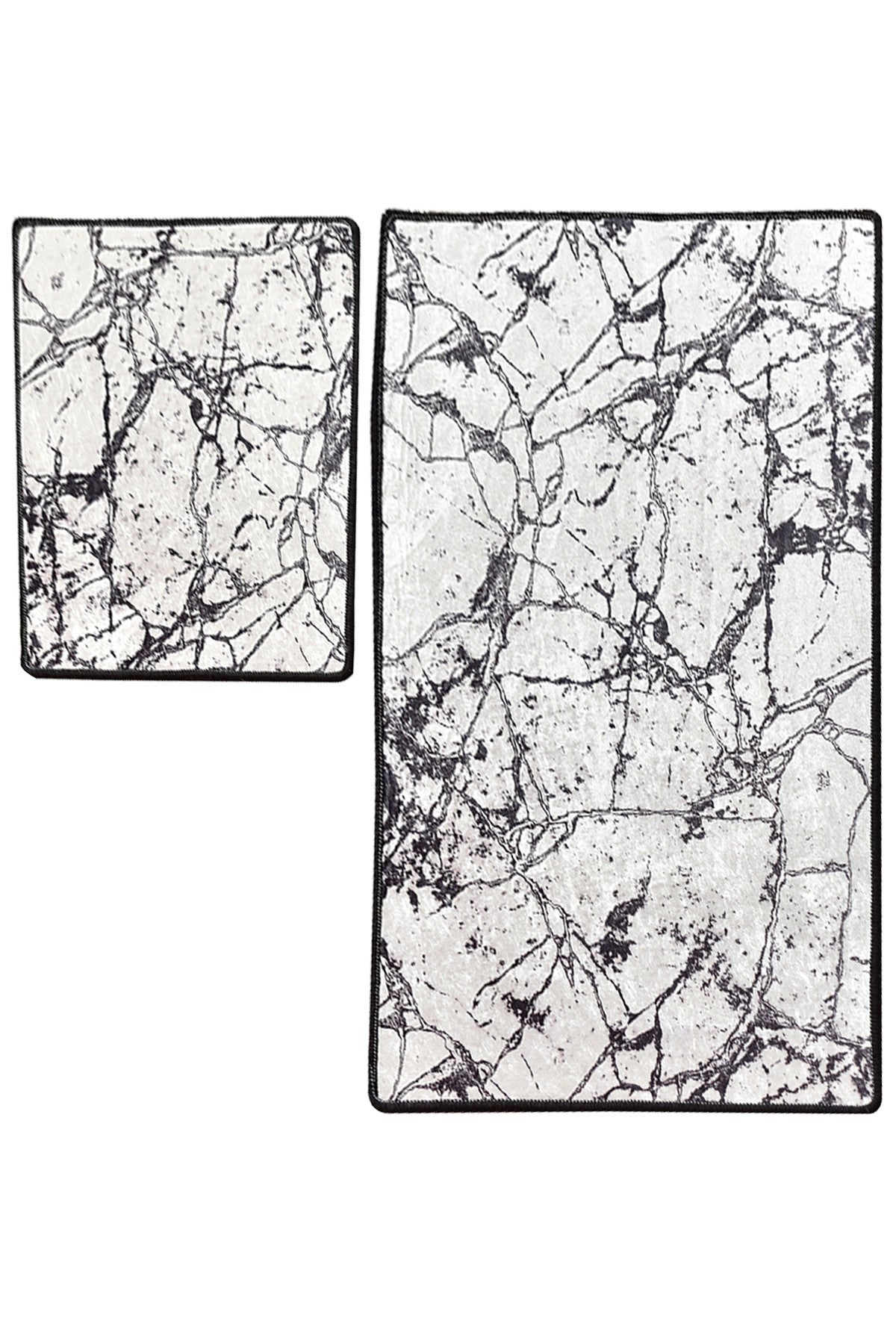 Kupaonski set tepiha MARBLE bijeli 2 komada, Marble - White