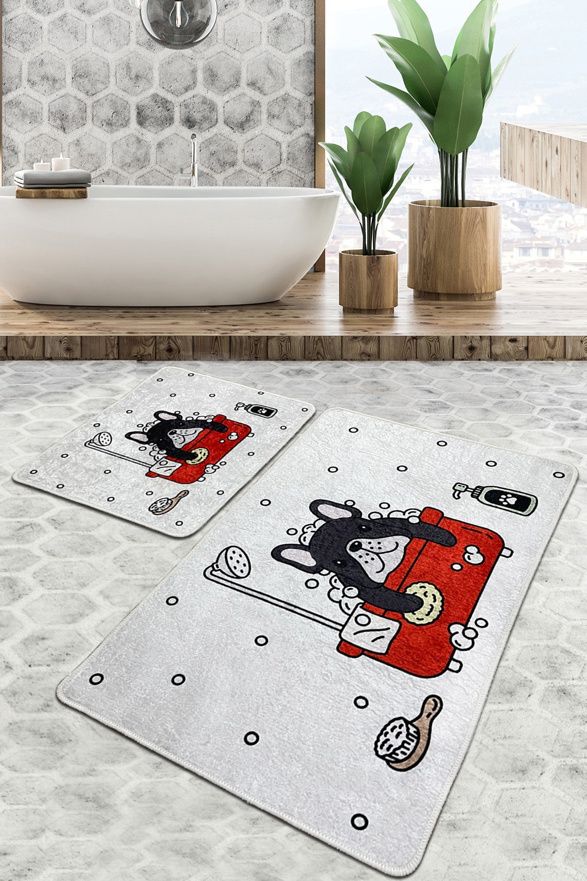 Set kupaonskih prostirki (2 komada) Dogs Shower Djt