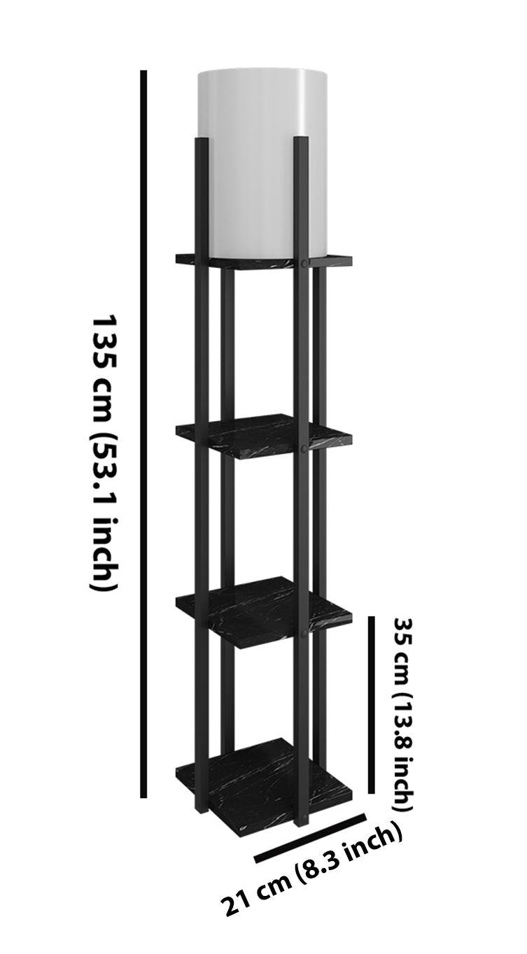 Podna lampa polica NORA crna, ivrica, MDF, platno, visina 135 cm, promjer sjenila 21 cm, visina 36 cm, E27 45-60 W, Nora - Black