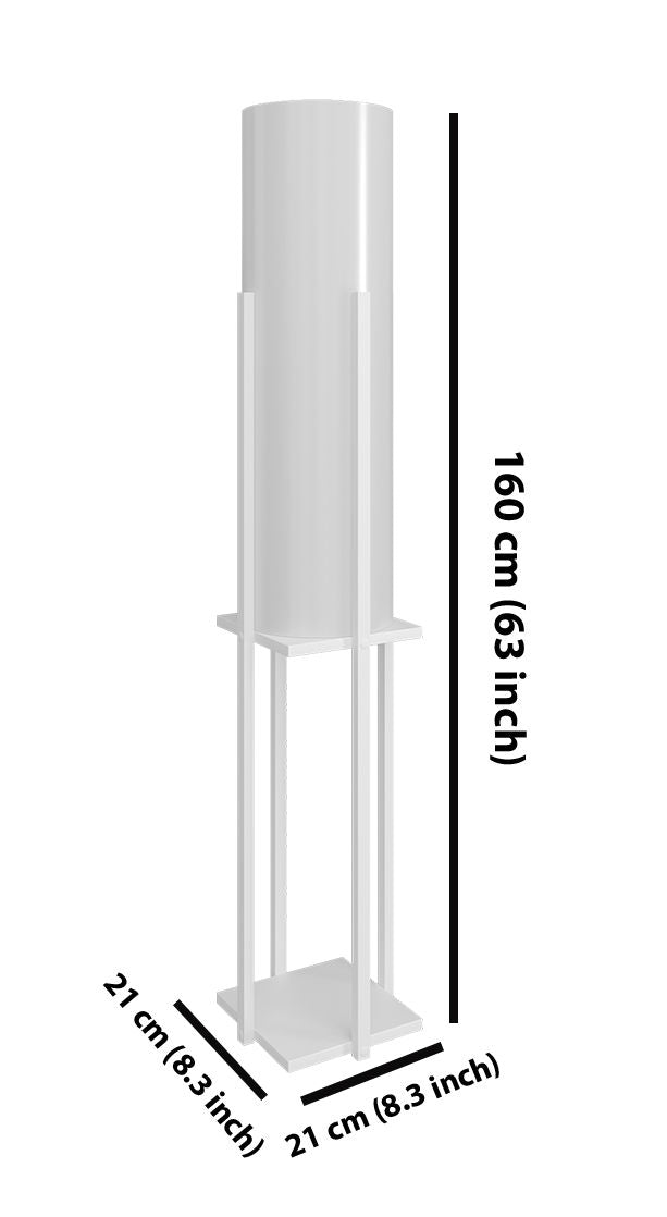 Podna lampa polica DOR bijela , ivreica, MDF, platno, visina 160 cm, promjer sjenila 21 cm, visina 84 cm, E27 45-60 W, Dor - White