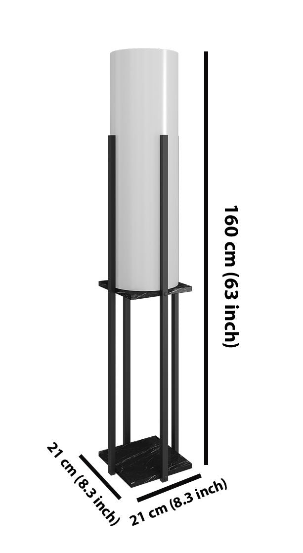 Podna lampa polica DOR crna , ivreica, MDF, platno, visina 160 cm, promjer sjenila 21 cm, visina 84 cm, E27 45-60 W, Dor - Black