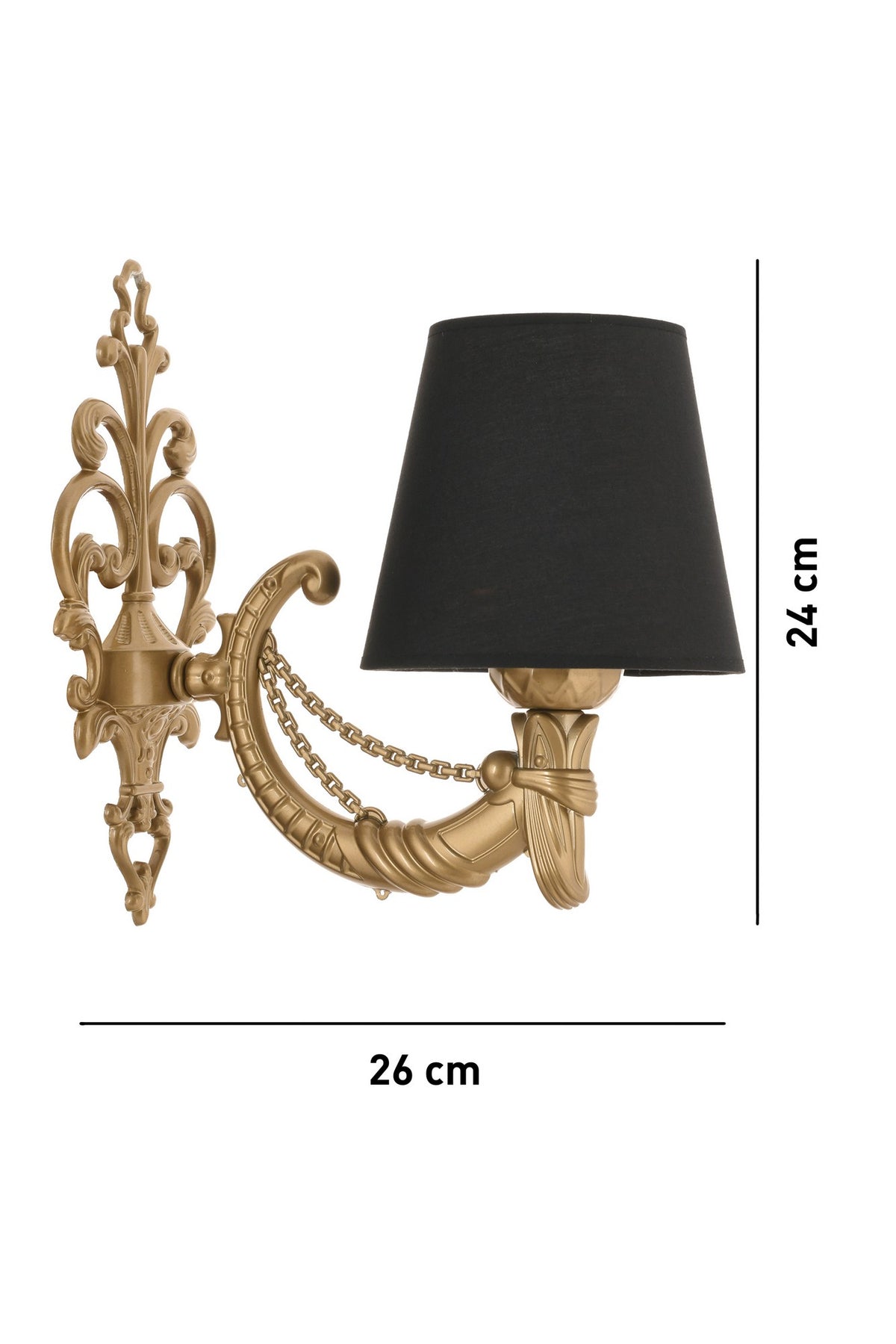 Zidna lampa Gloria - crna, zlatna