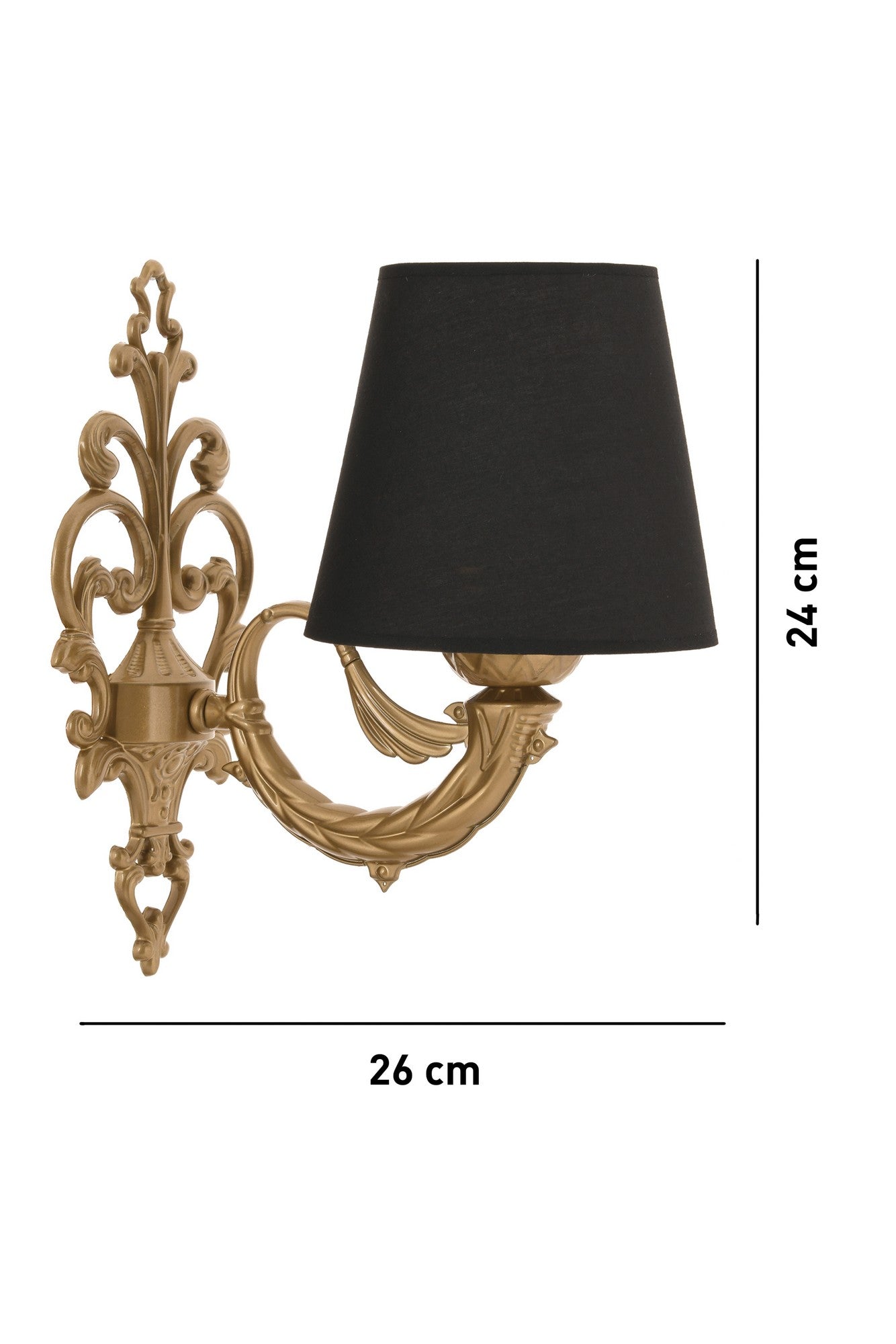 Zidna lampa Lily - crna, zlatna