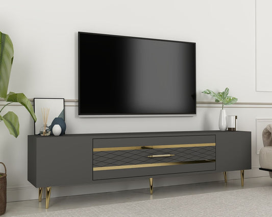 TV komoda niska Dekolp2 - antracit, zlatna
