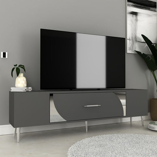 TV komoda niska Dekop2 - antracit, srebrna