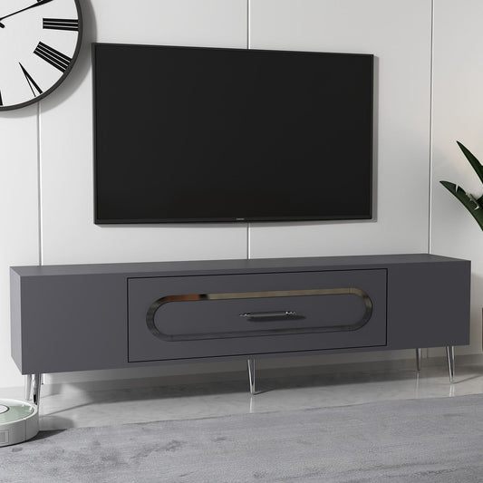 TV komoda niska Dekop3 - antracit, srebrna
