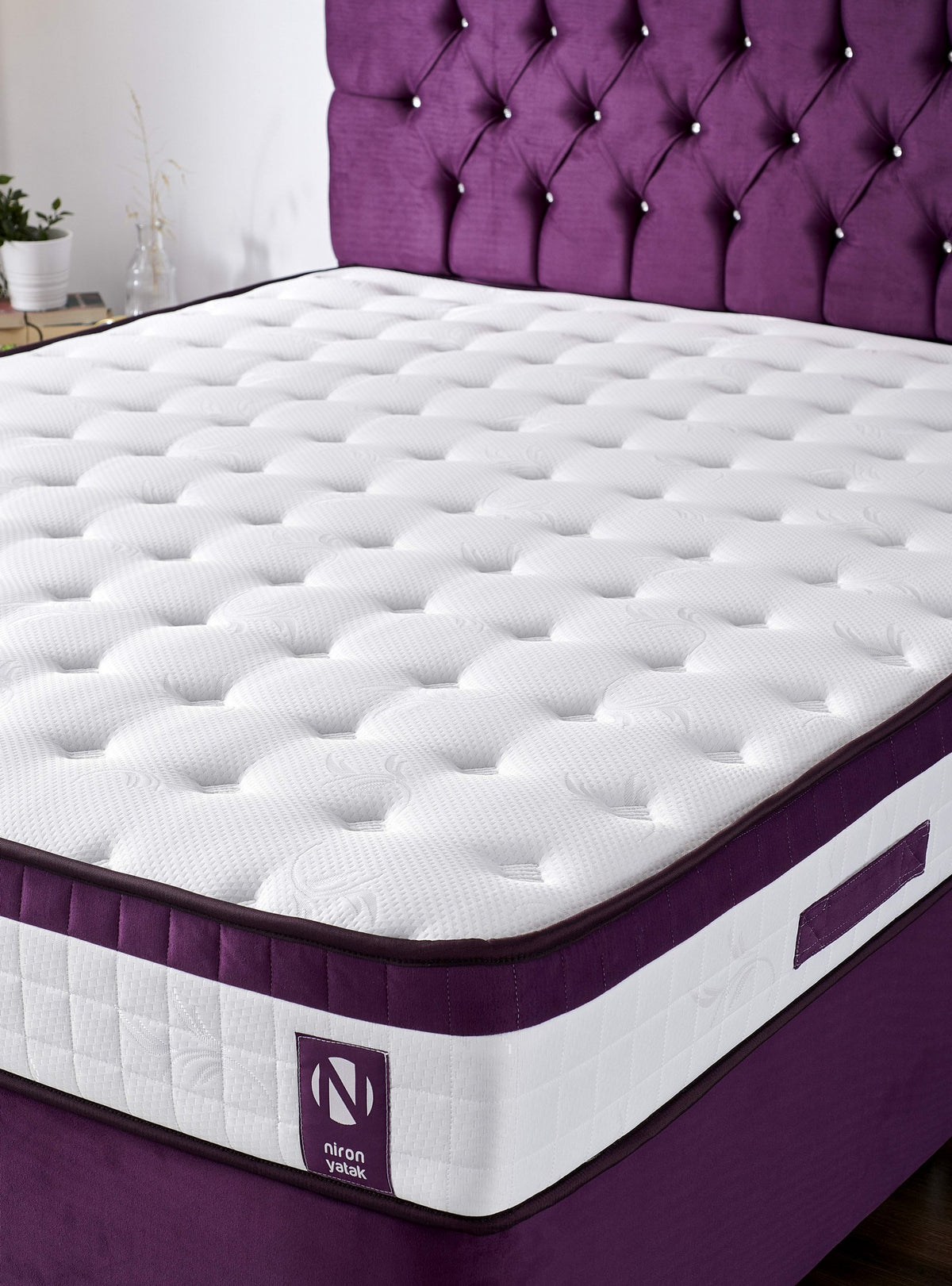 Madrac, Bijela boja Ljubičasta, Violet 140x190 cm Double Size Middle Firm Mattress